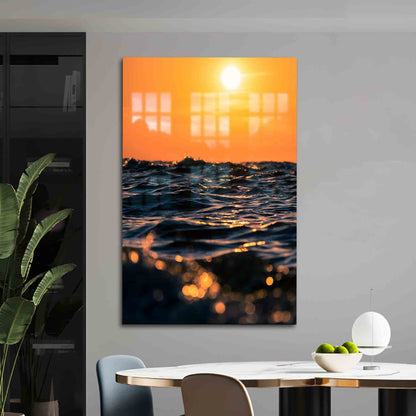 Sunset Sky Sea Landscape Glass Wall Art