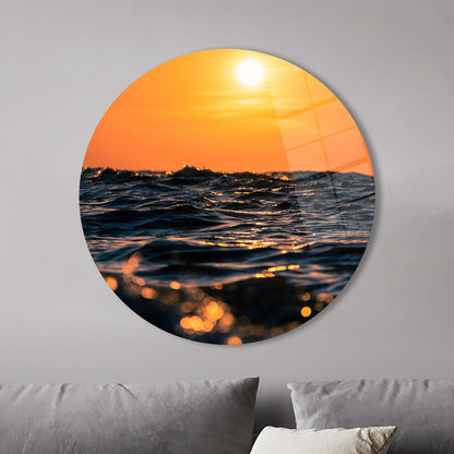 Sunset Sky Sea Landscape Glass Wall Art