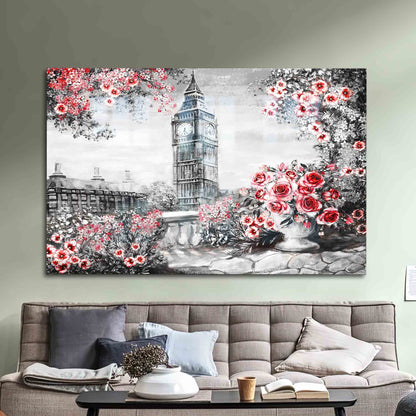 Abstract Landscape Glass Wall Decor - Big Ben Glass Art in Clear Glass