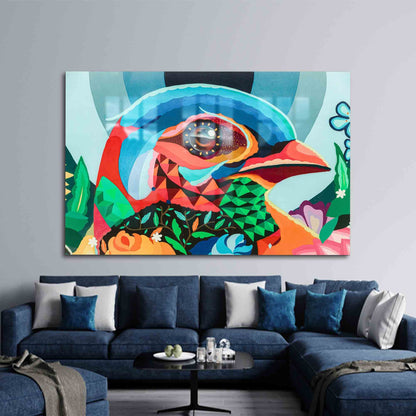 Bird Graffiti Abstract Glass Wall Art
