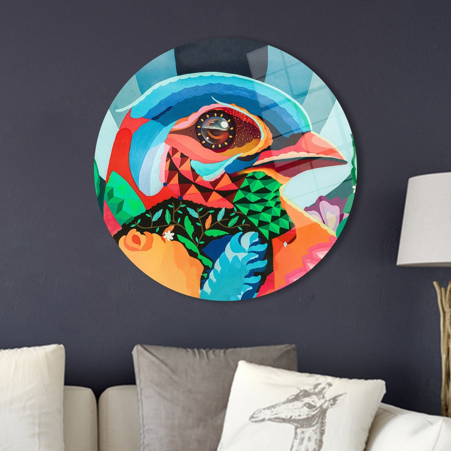 Bird Graffiti Abstract Glass Wall Art