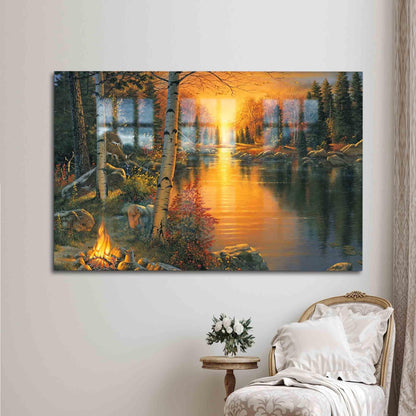 Sunset Forest Landscape Nature Glass Wall Art