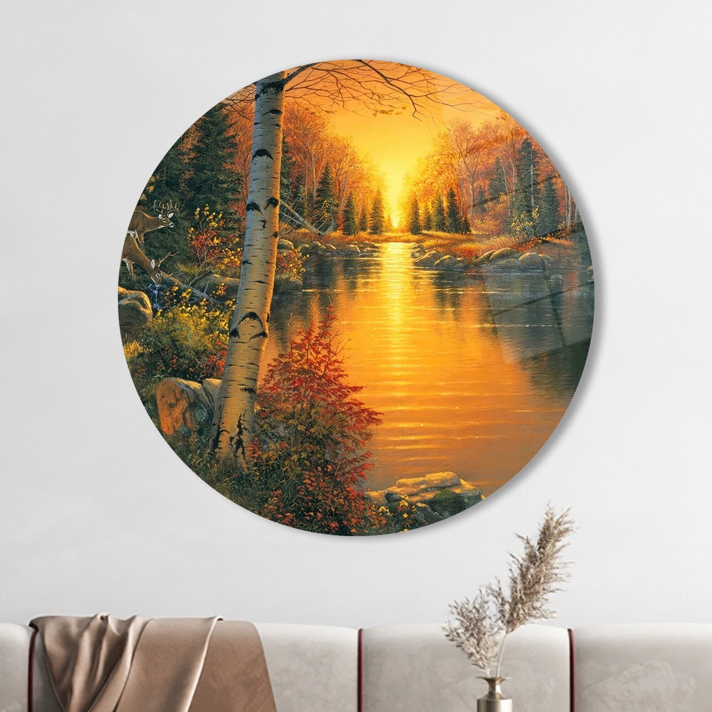 Sunset Forest Landscape Nature Glass Wall Art