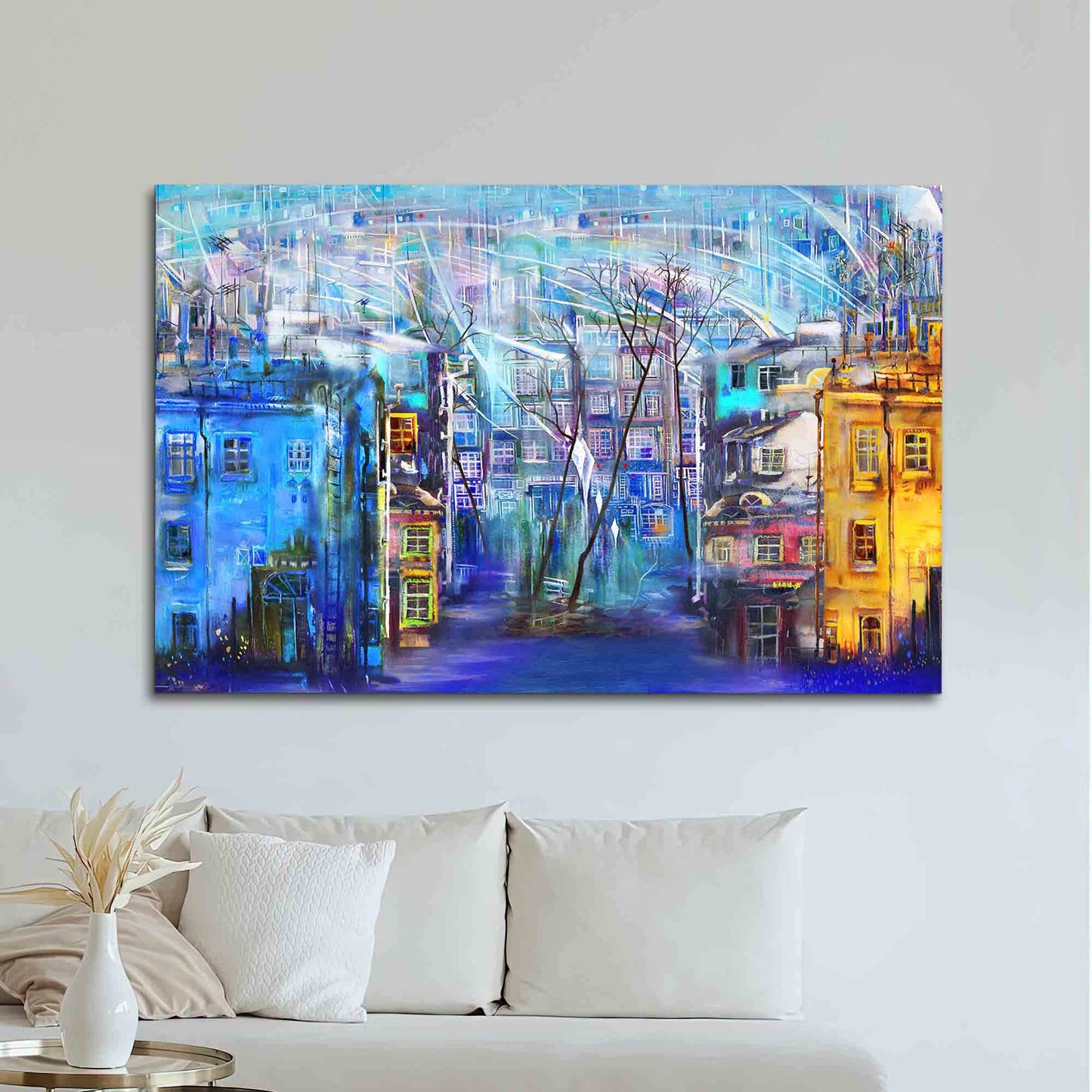 Blue Landscape Glass Wall Art