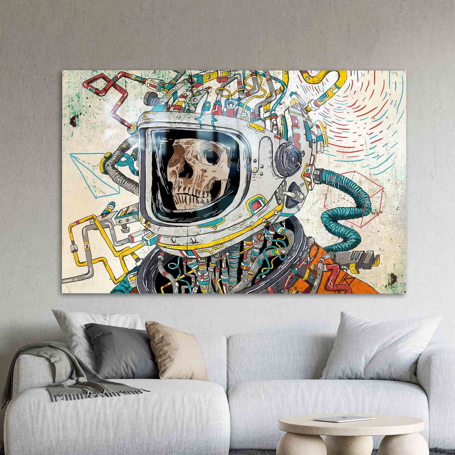 Skull Graffiti Abstract Glass Wall Art