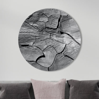 Gray Cracks Dry Land Glass Wall Art