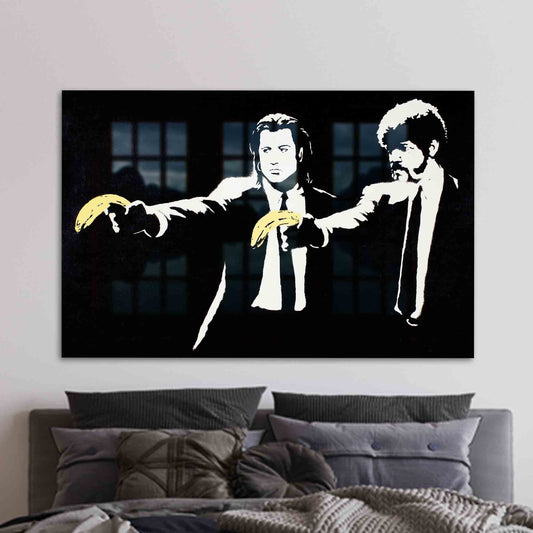 Banksy Banana Glass Wall Art: Graffiti Decor for Modern Spaces