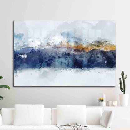 Watercolor Mountain Printing Landscape Glass Wall Art