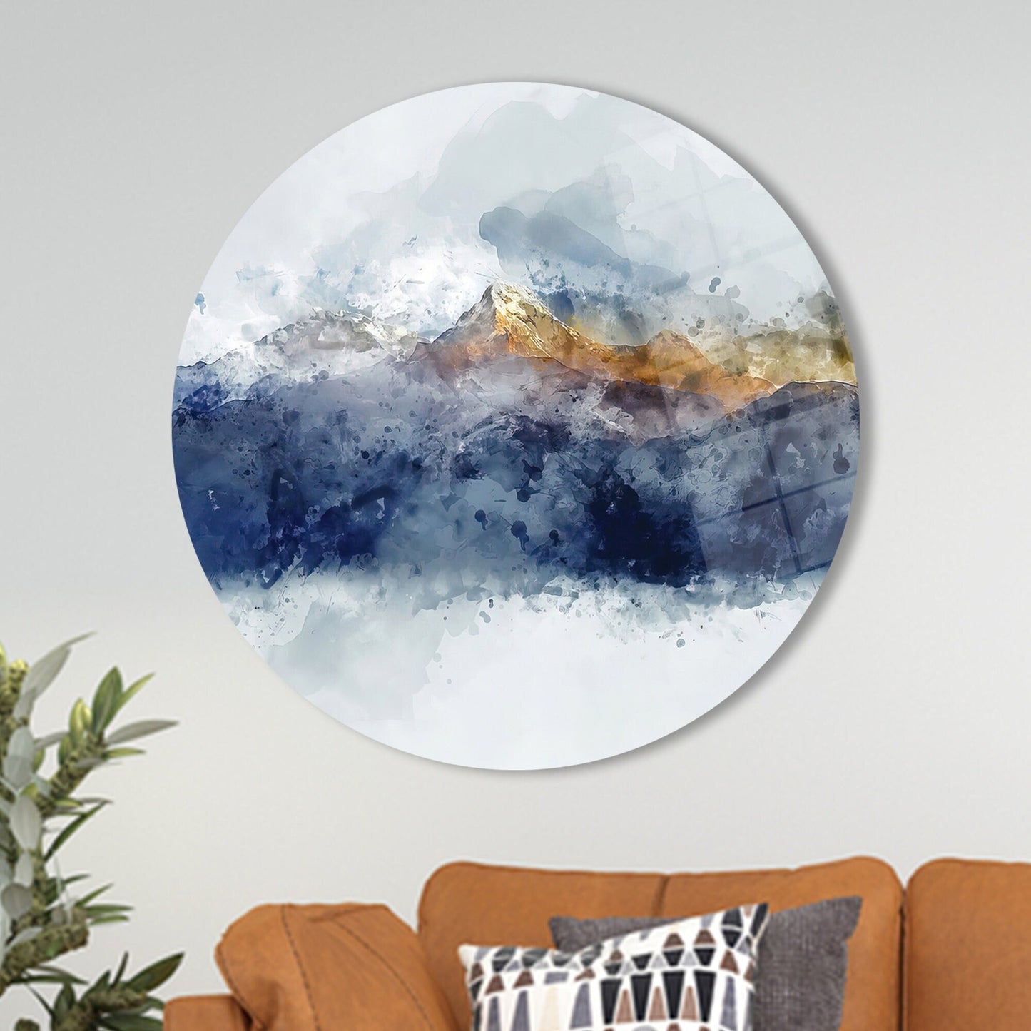 Watercolor Mountain Printing Landscape Glass Wall Art
