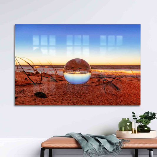 Sphere Tempered Glass Wall Art: Elegant Reflection Decor