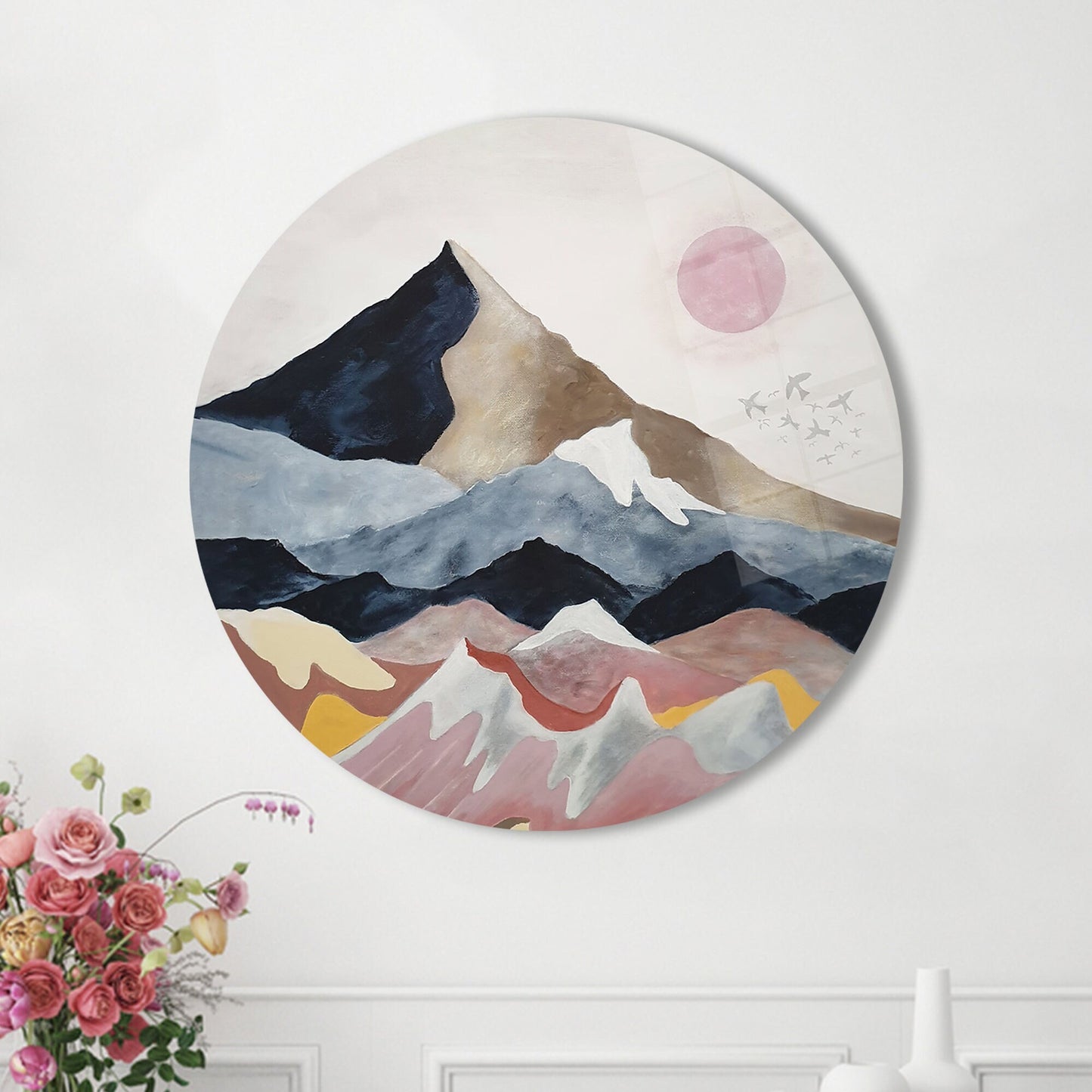 Minimal Abstract Mountain Landscape Glass Wall Art