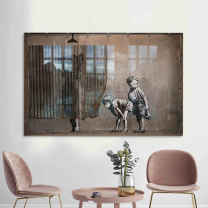 Banksy Woman Abstract Street Glass Wall Art