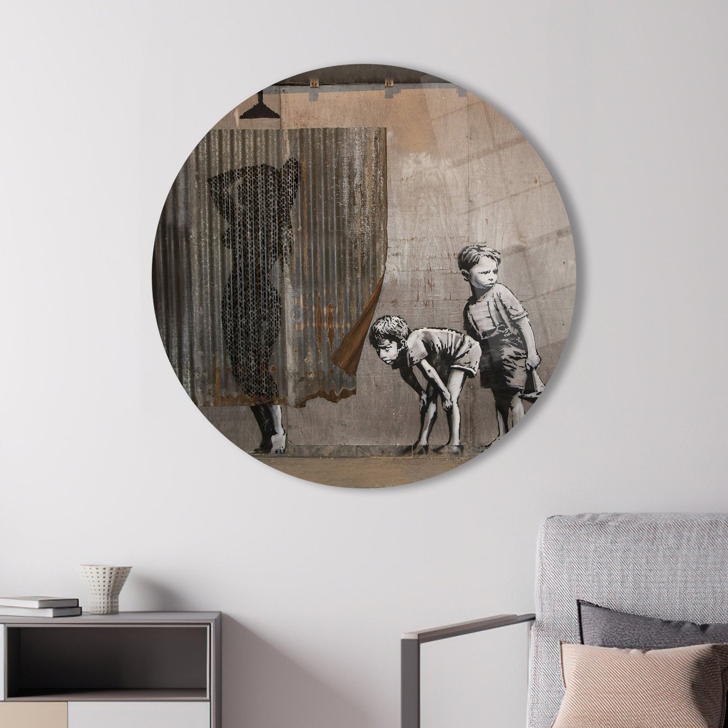 Banksy Woman Abstract Street Glass Wall Art