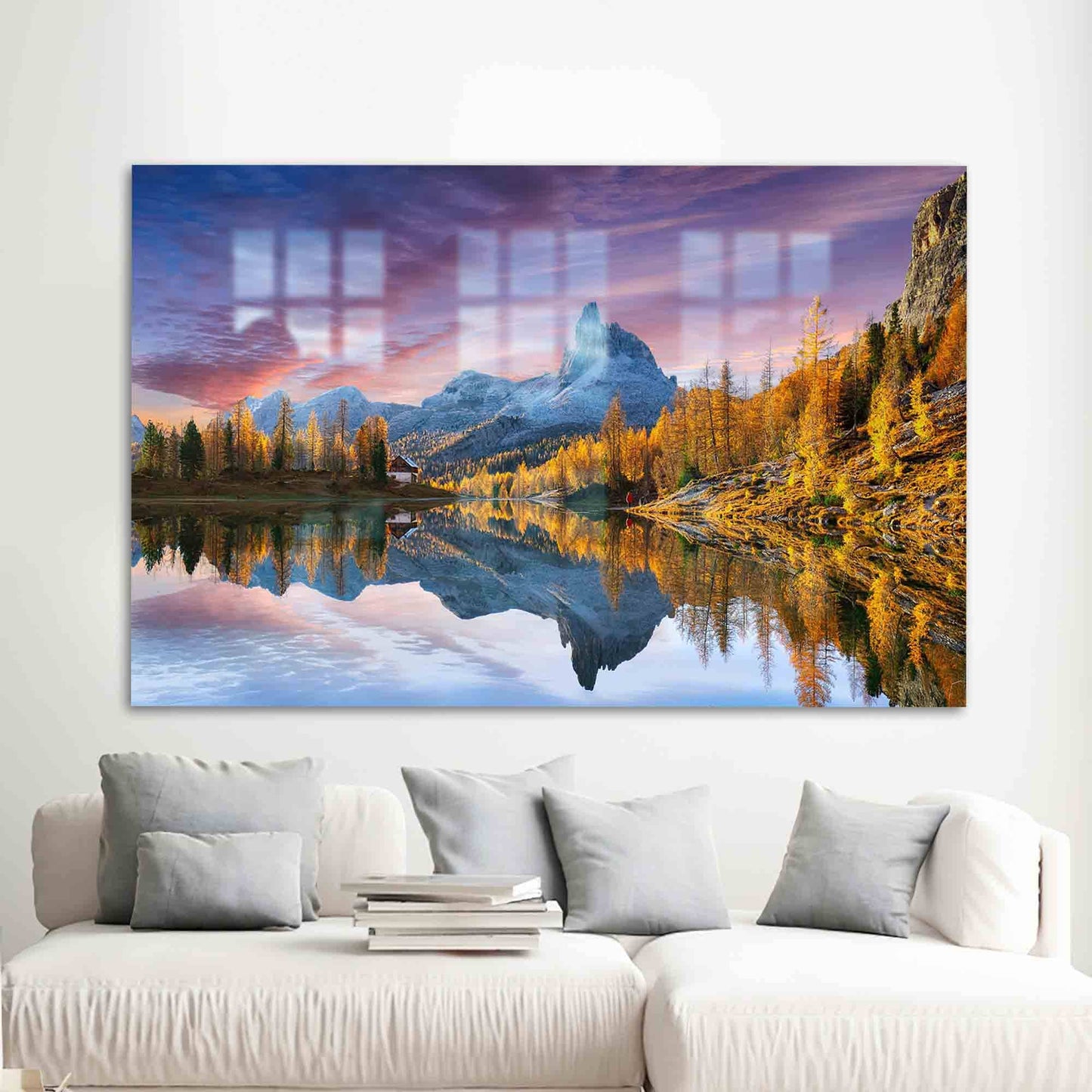 Autumn Lake Federa Glass Wall Art