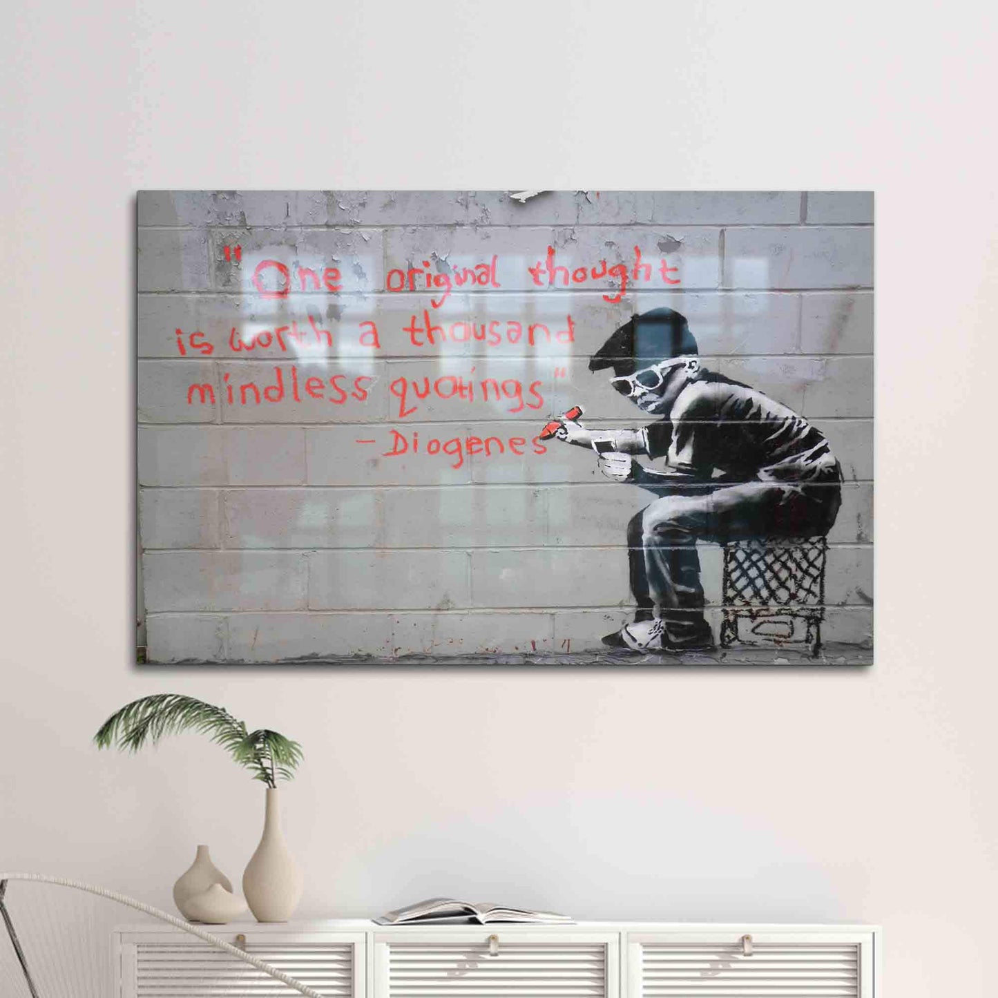 Original Thought Banksy Street Glass Wall Art