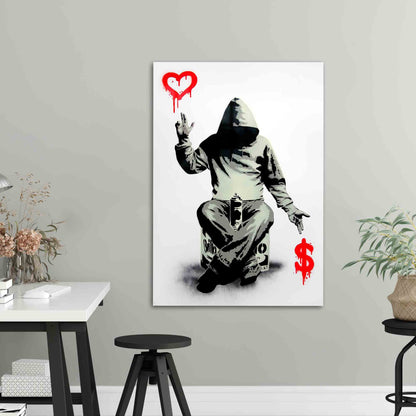 Banksy Heart Street Glass Wall Art