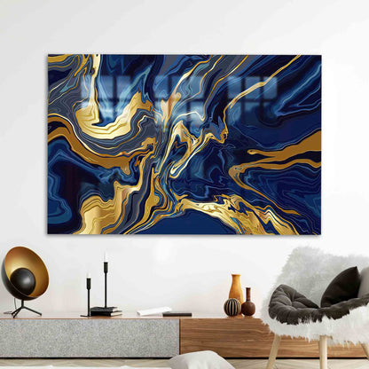 Gold Abstract Spaces Glass Wall Art