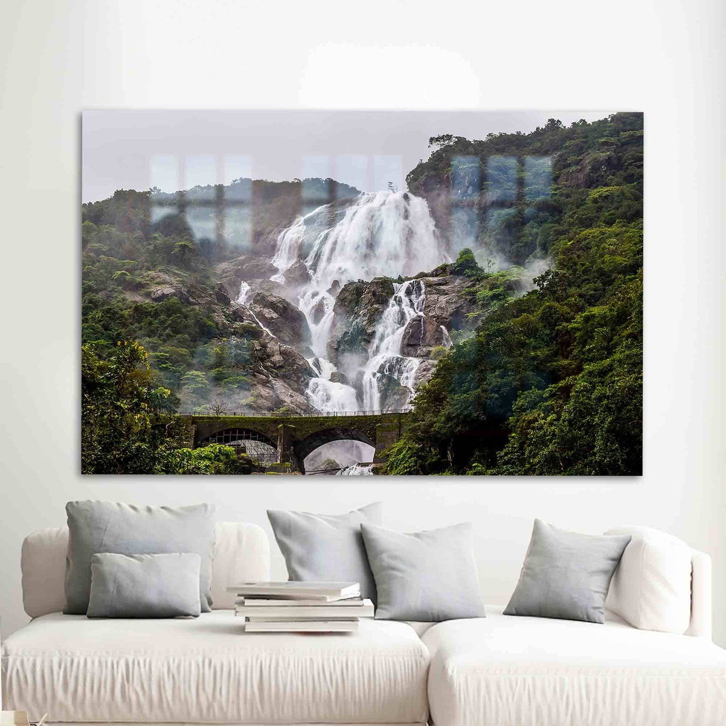 Nature Landscape Waterfall Scene Glass Wall Art