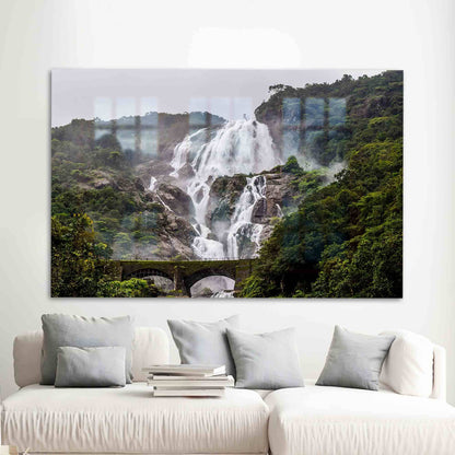 Nature Landscape Waterfall Scene Glass Wall Art