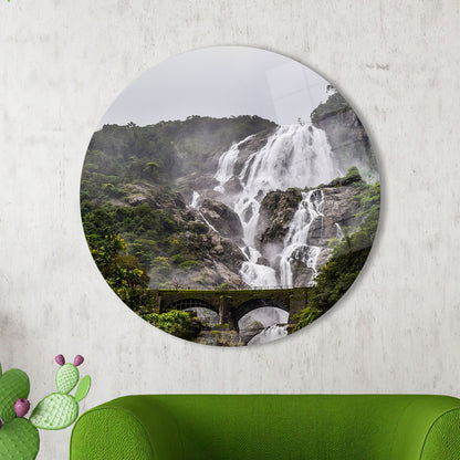 Nature Landscape Waterfall Scene Glass Wall Art
