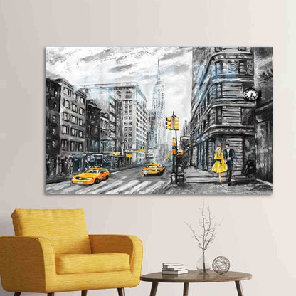 Black and Yellow New Glass Wall Art