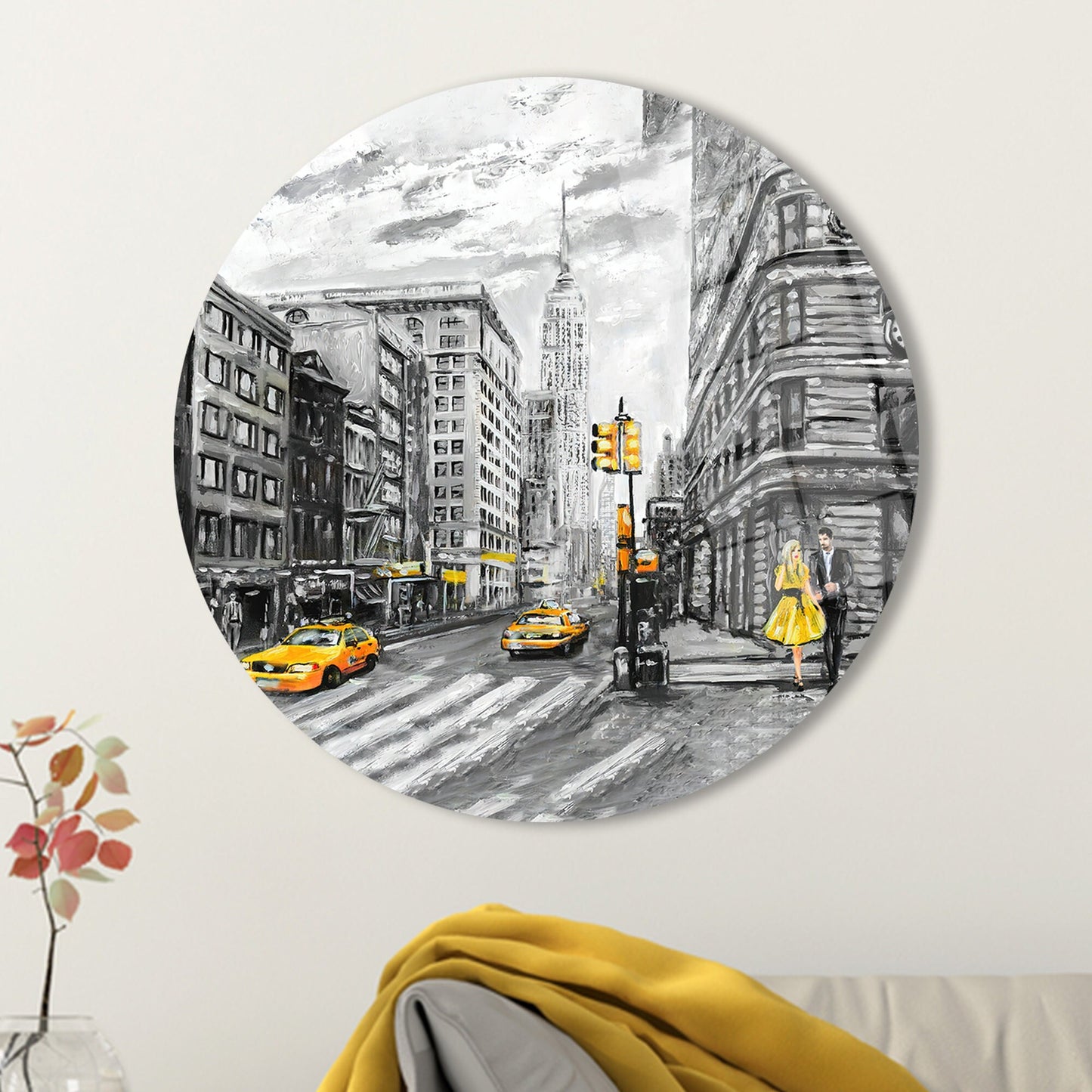 Black and Yellow New Glass Wall Art