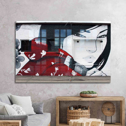 Abstract Woman Graffiti Glass Wall Art