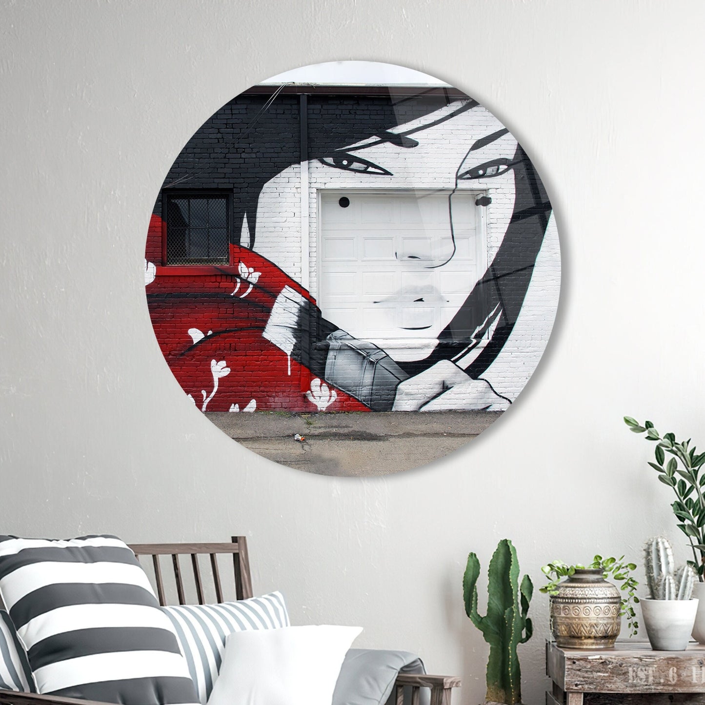 Abstract Woman Graffiti Glass Wall Art