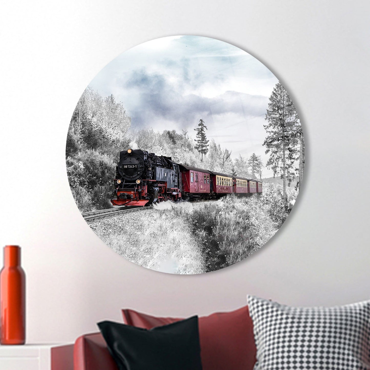Nature Forest Railroad Glass Wall Art