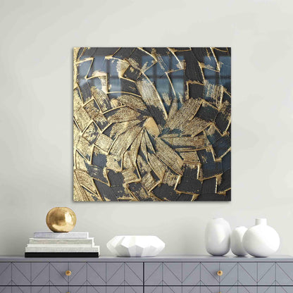 Blue and Gold Shimmery Glass Wall Art