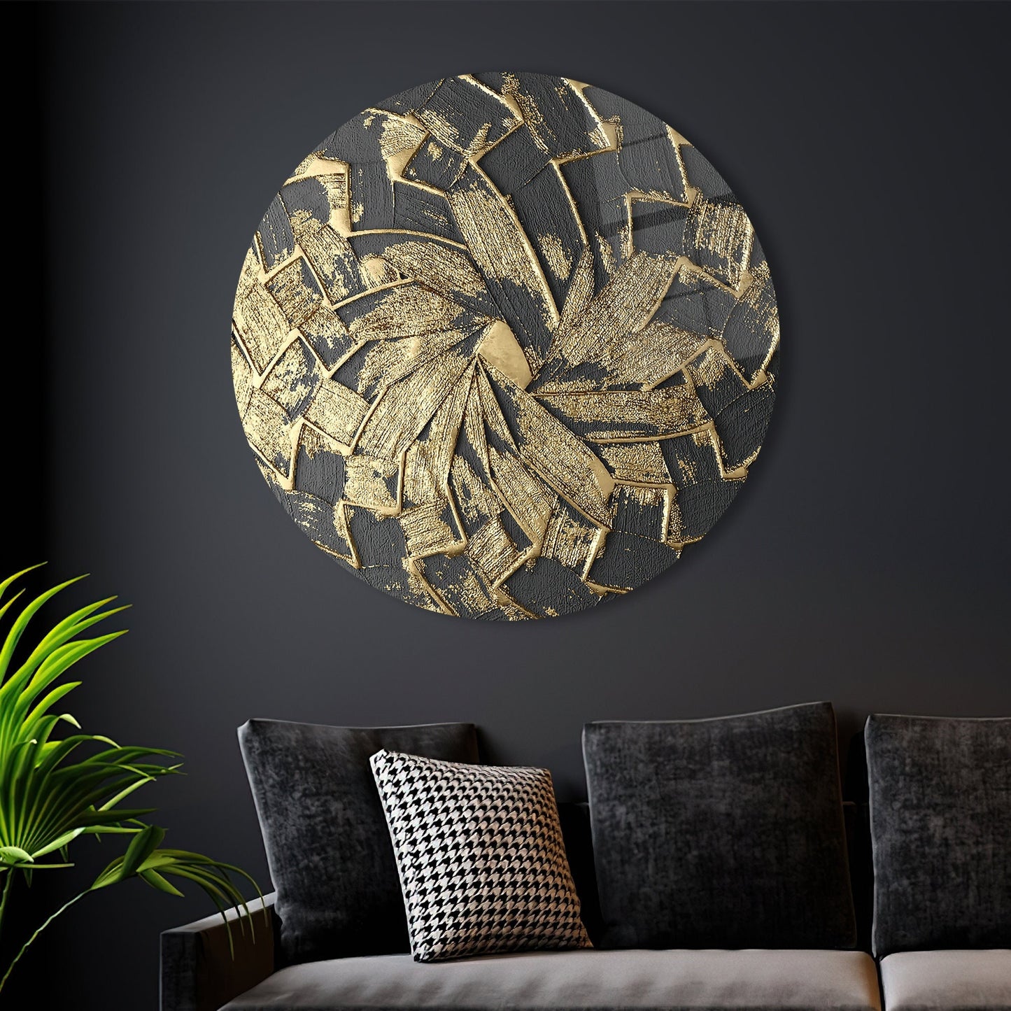 Blue and Gold Shimmery Glass Wall Art