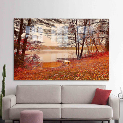 Lake Landscape Glass Wall Art