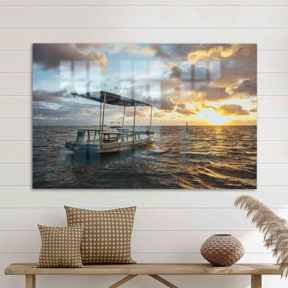 Sea-inspired Landscape Ocean-themed Accent Glass Wall Art