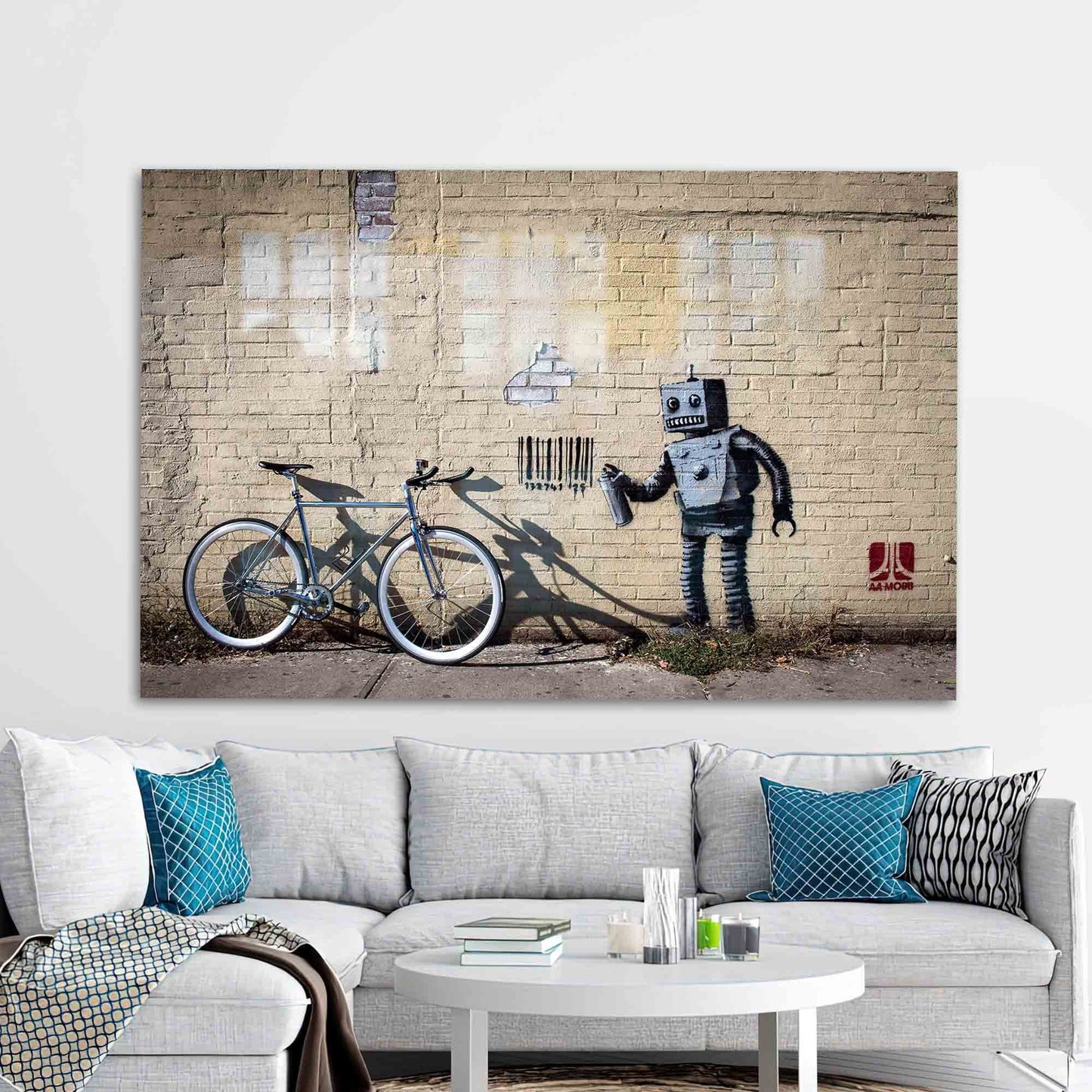 Graffiti Metallic Silver Glass Wall Art