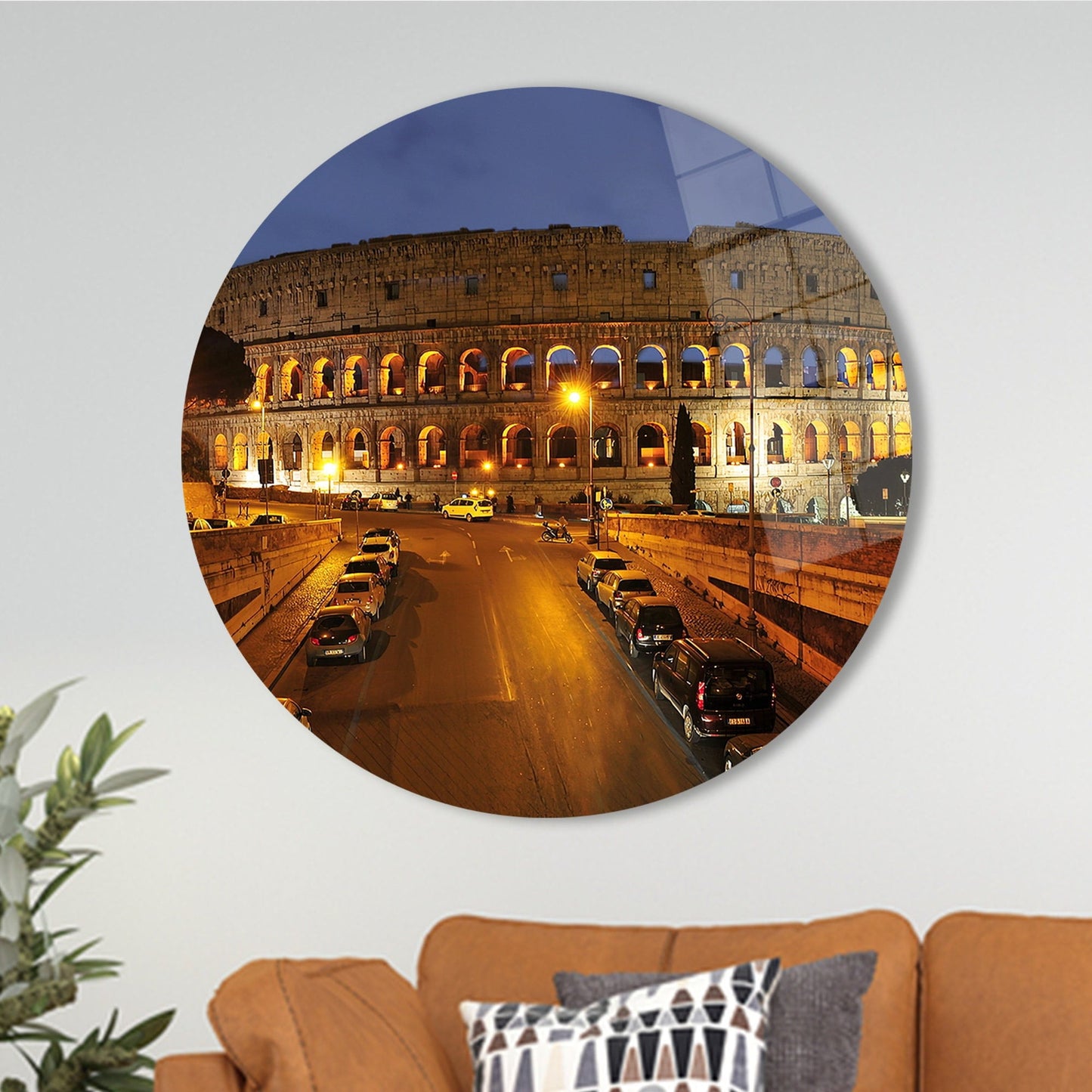 Rome Colosseum Night Cityscape Glass Wall Art