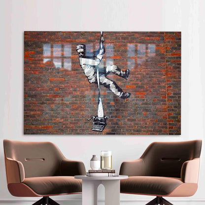 Banksy Reading Prison Street Glass Wall Art