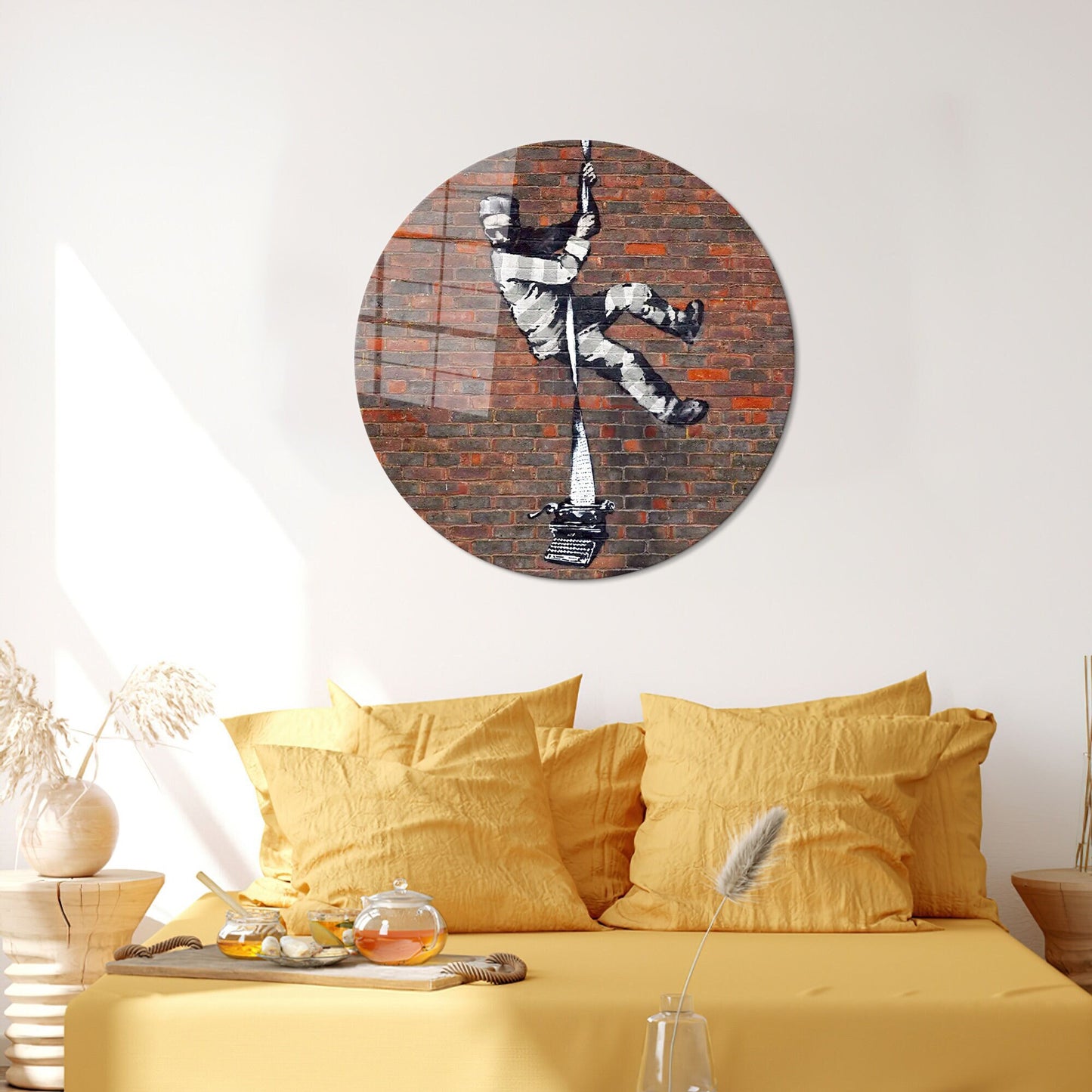 Banksy Reading Prison Street Glass Wall Art
