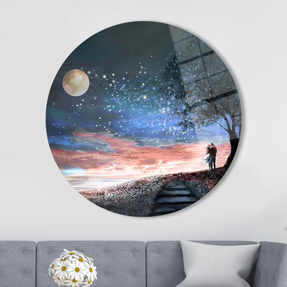 Tree Landscape Design Valentine's Glass Wall Art