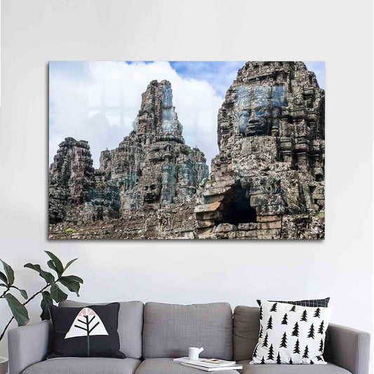 Angkor Thom Landscape Glass Wall Decor - Cambodia Glass Wall Art