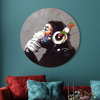 Abstract Chimp Design Glass Wall Art
