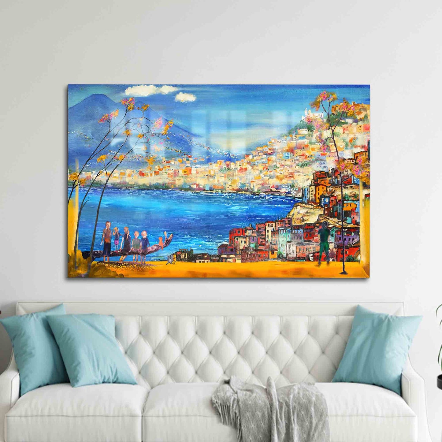 Italian Painting Cityscape Oil Glass Wall Art