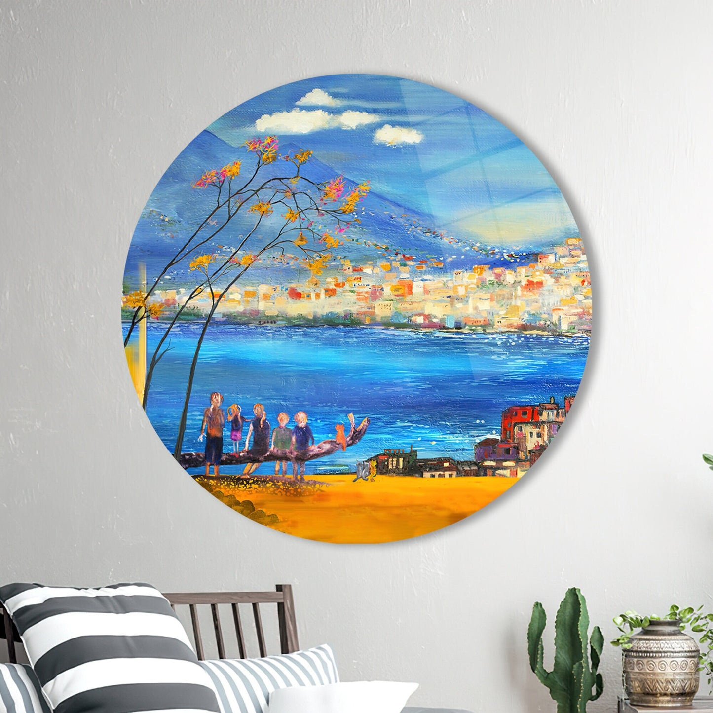 Italian Painting Cityscape Oil Glass Wall Art