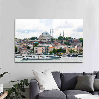 Islamic Landscape Istanbul Seascape Glass Wall Art