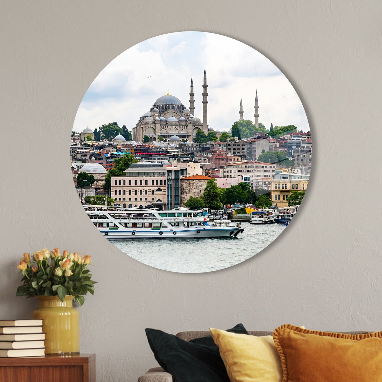 Islamic Landscape Istanbul Seascape Glass Wall Art