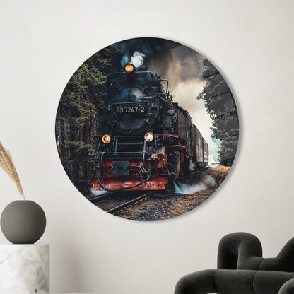 Train Landscape Road Glass Wall Art