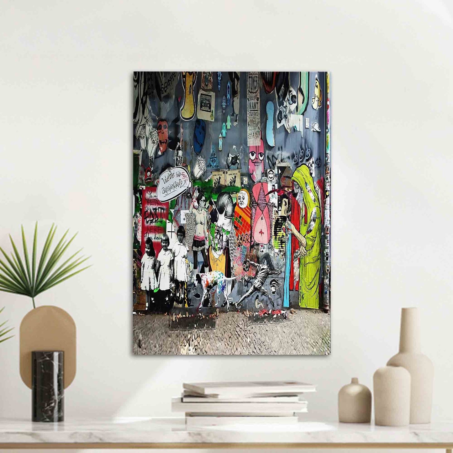 Banksy Graffiti Design Glass Wall Art