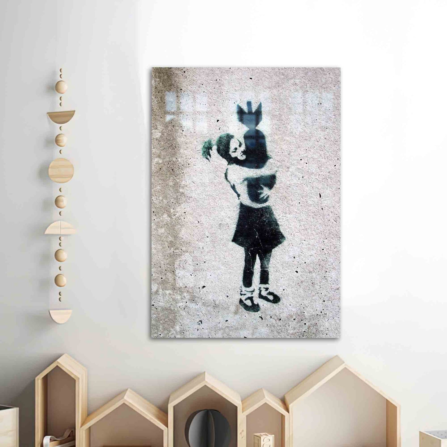 Bomb Graffiti Printing Banksy Glass Wall Art