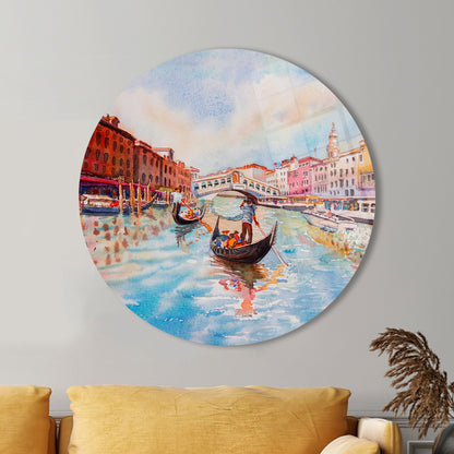Venice Canal Painting Grand Glass Wall Art