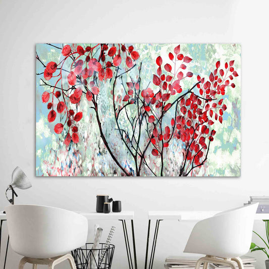 Autumn Landscape Tempered Glass Wall Art, Oil Painting Print, Glass Wall Decor