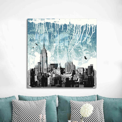 City Silhouette Printing Urban Glass Wall Art